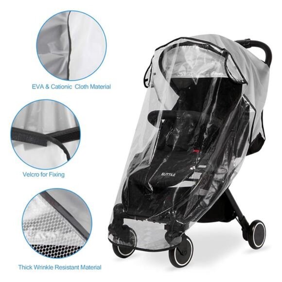 Clear Stroller Rain Cover, Universal Travel Weather Shield Breathable Cover - Picture 3 of 7